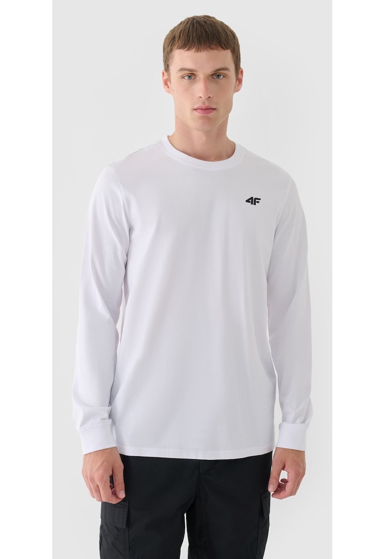 Bluza barbati cu maneca lunga - alb - bumbac