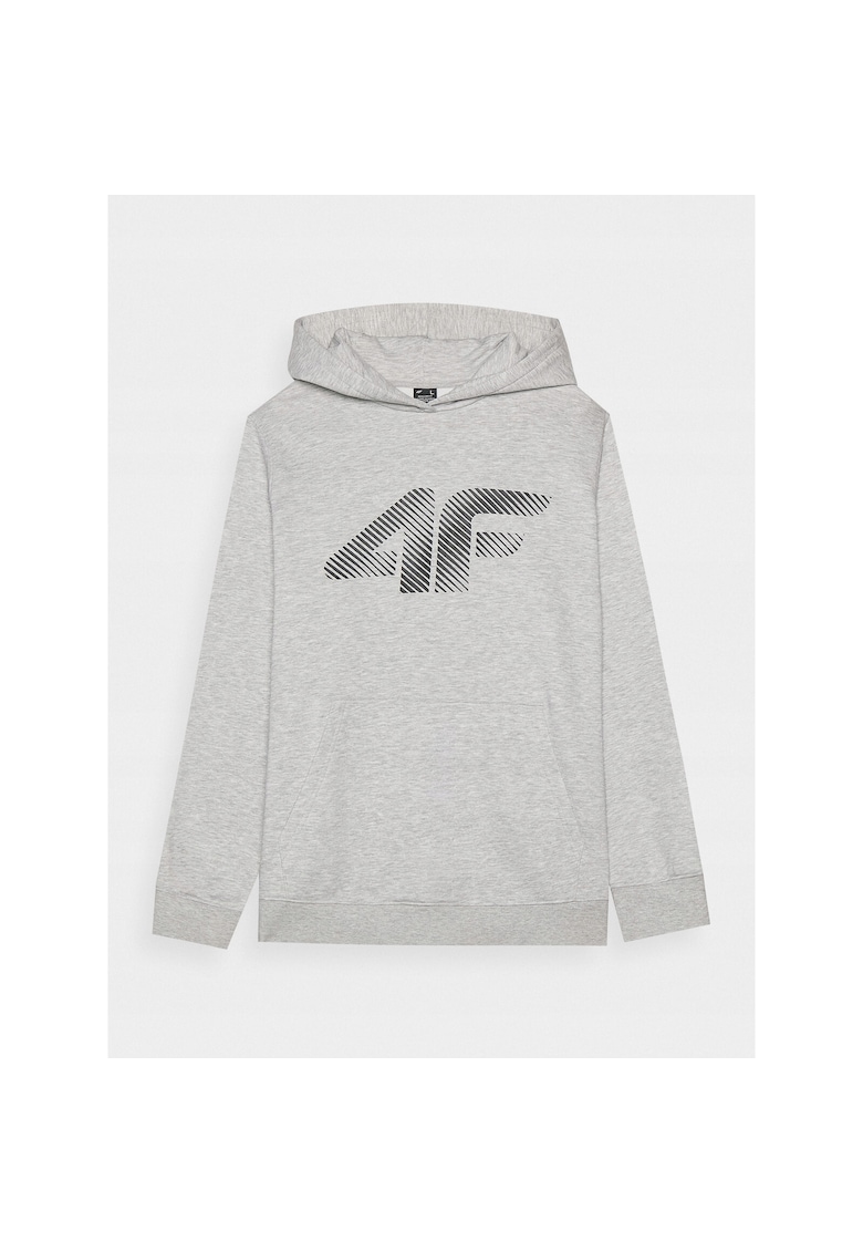 Hanorac sport barbati gri - bumbac si poliester - gluga - buzunar cangur