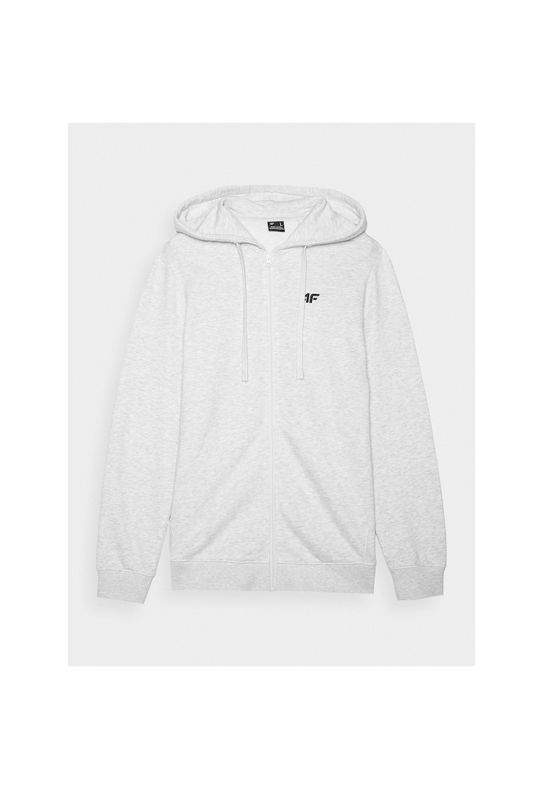Hanorac sport barbati gri - bumbac si poliester - cu gluga si fermoar