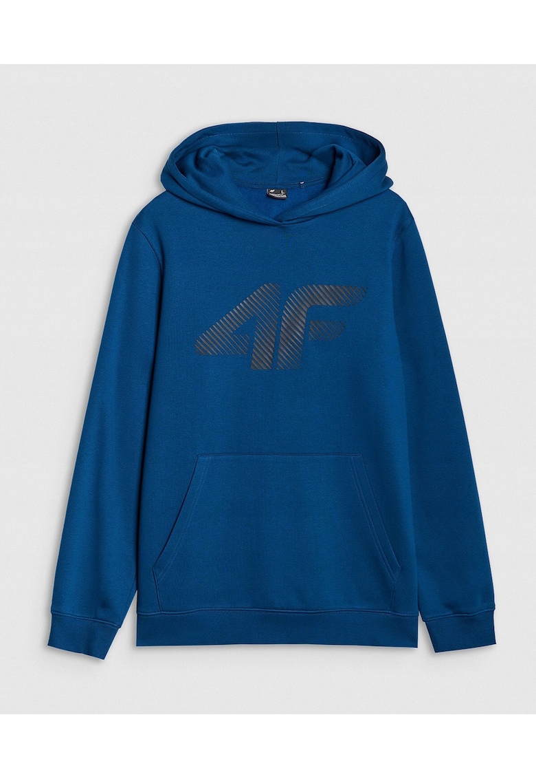 Hanorac Barbati Verde Azur - Fara Fermoar - Single Jersey - Gluga Integrata - Croiala Regular - Bumbac si Poliester - Imprimeu ""4F"" - Sportstyle