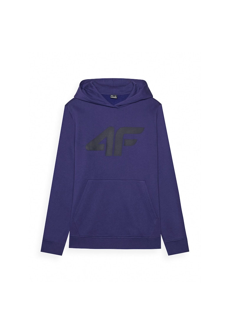 Hanorac Sport Barbati Bleumarin - Regular Fit - 300gsm - Bumbac - Marimi S-3XL - Rezistent - Casual/Sport - Cu Gluga Integrata si Imprimeu 4F