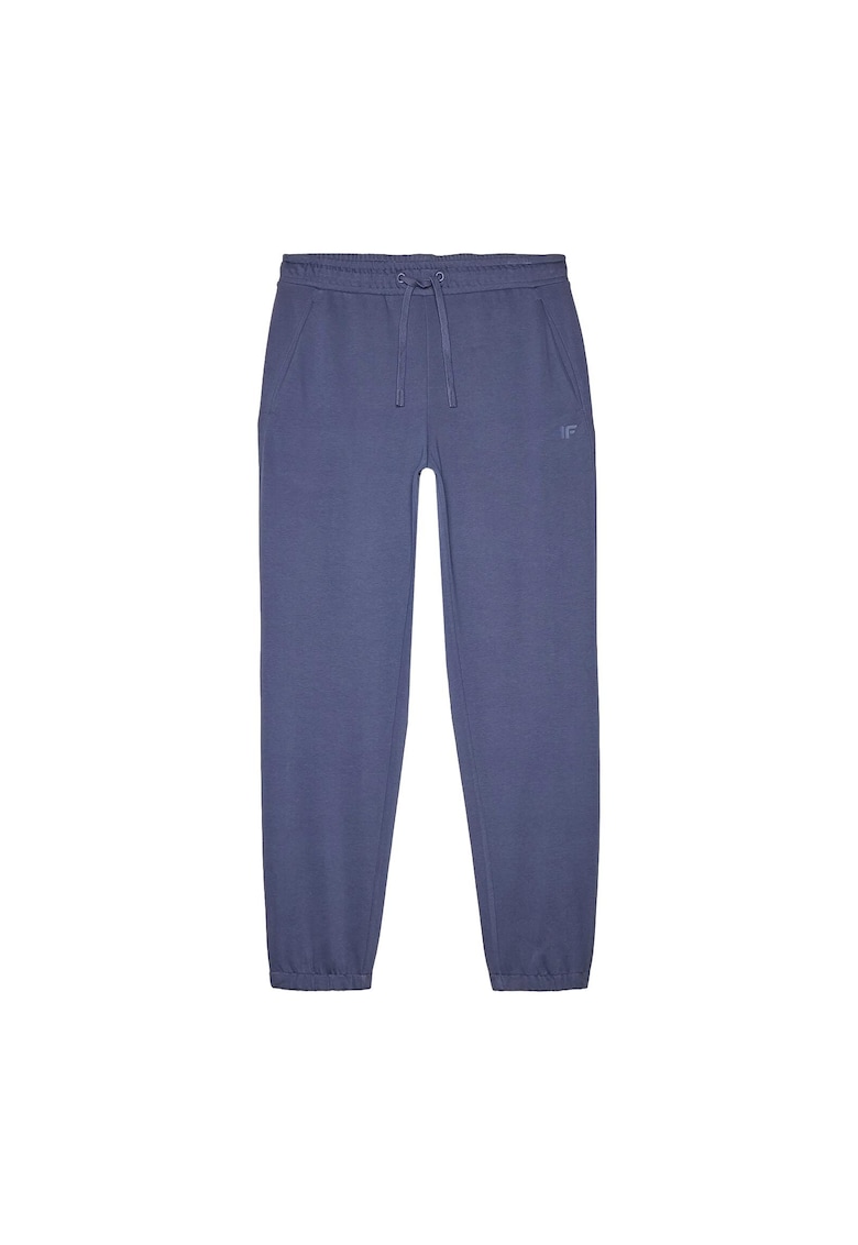 Pantaloni Casual & Sportstyle Barbati Albastru Denim - Tricot French Terry - 80% Bumbac - Marimi S-XXL - Talia Reglabila cu Snururi