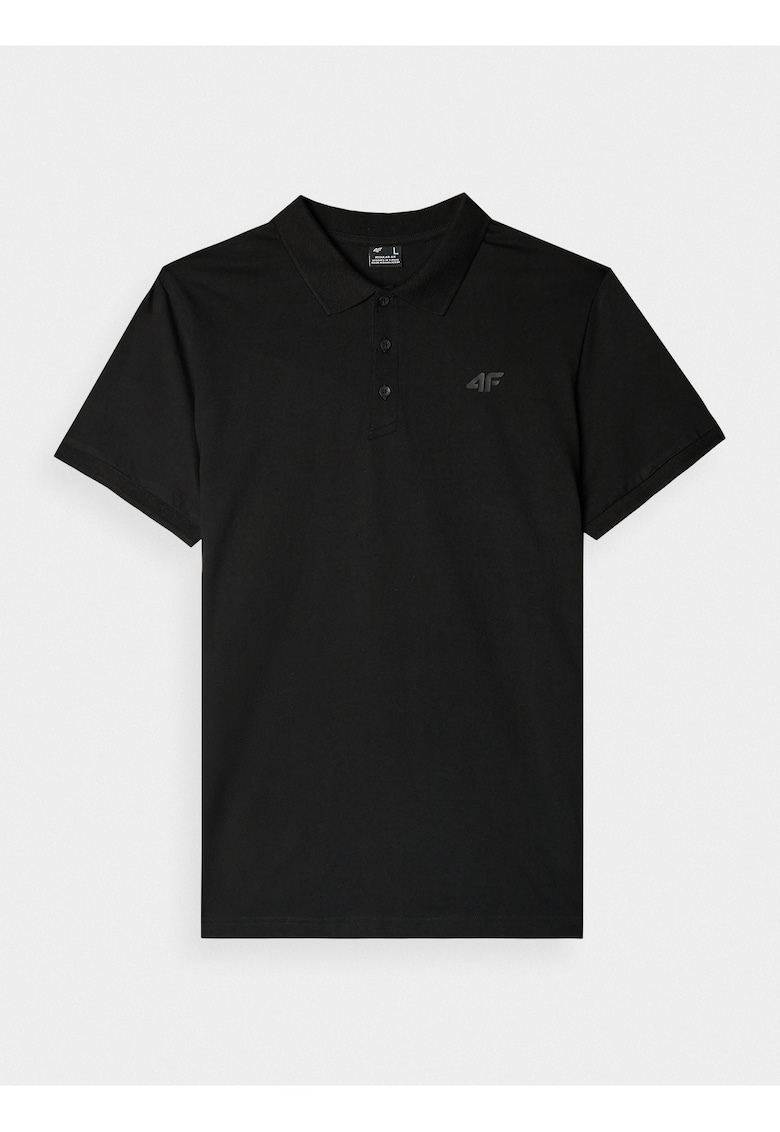 Tricou Polo Bumbac Negru Intens Barbati - Guler Clasic 3 Nasturi - Marimi S-XXL - Regular Fit - 200 gsm