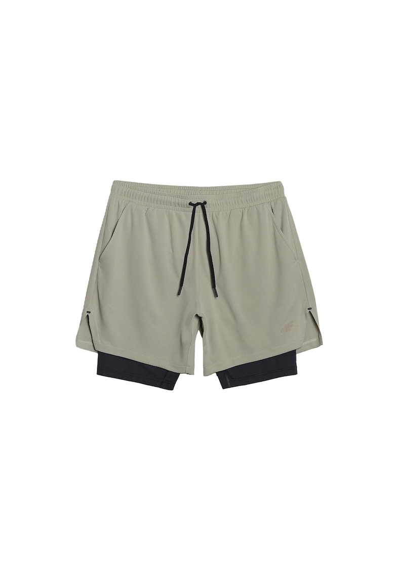 Pantaloni scurti de trening Kaki - uscare rapida - pentru barbati - material sintetic