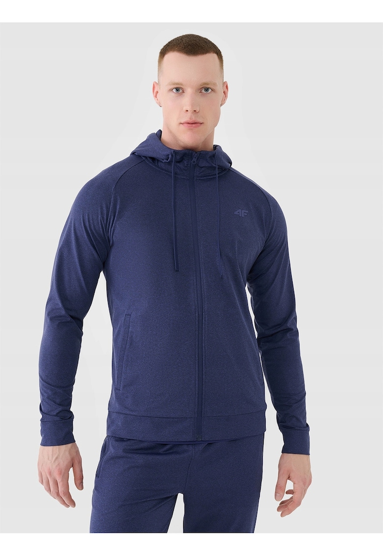 Hanorac de antrenament barbati gluga reglabila - material sintetic - albastru marin - tehnologie 4FDry si 4FWarm