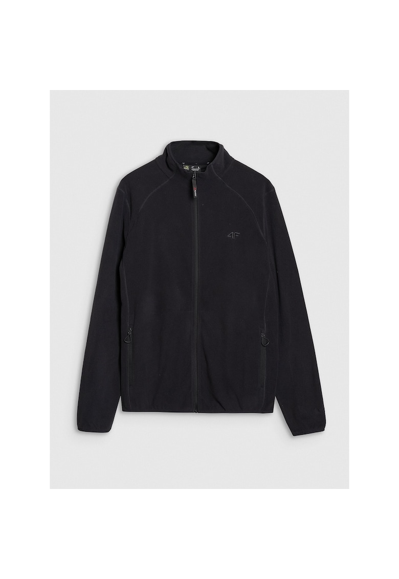 Hanorac sport pentru barbati - guler ridicat - fleece sintetic - negru