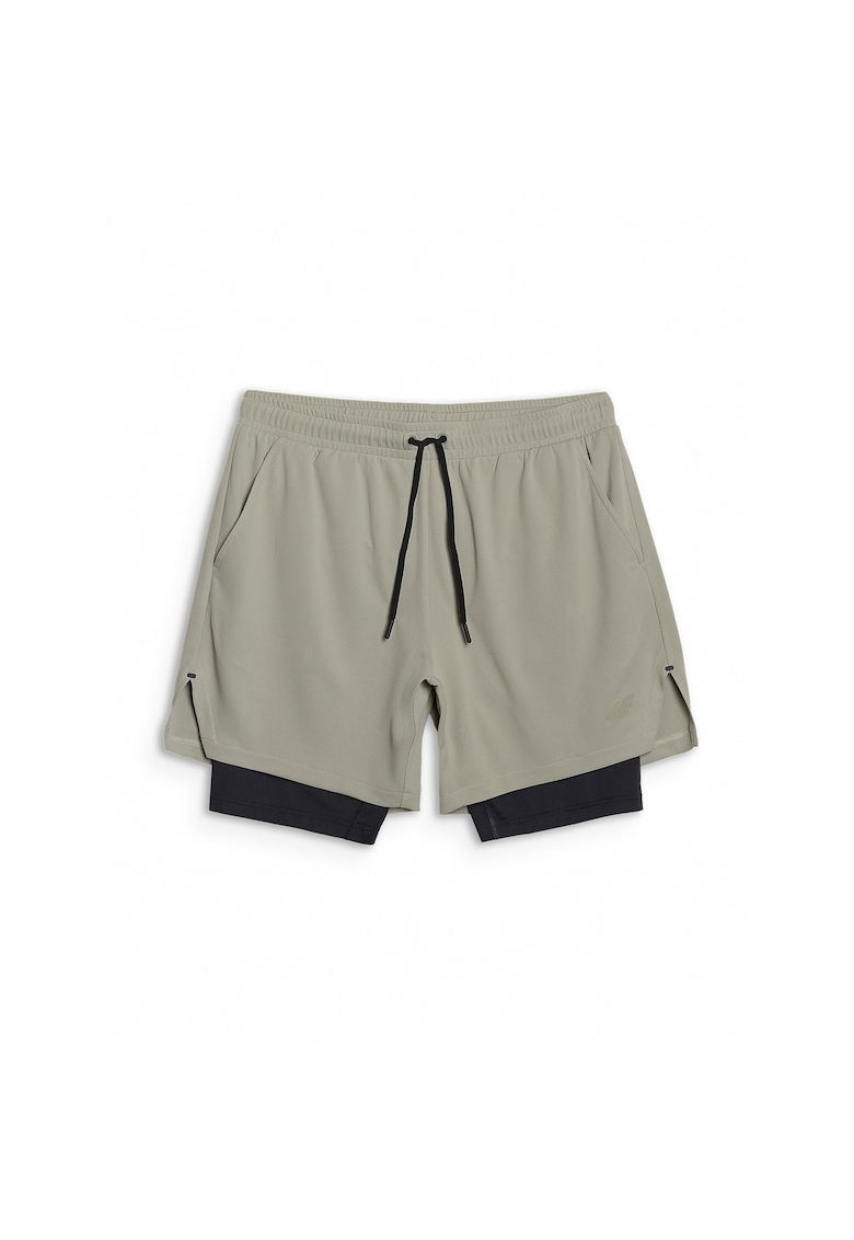 Pantaloni scurti de trening Kaki - uscare rapida - pentru barbati - material sintetic