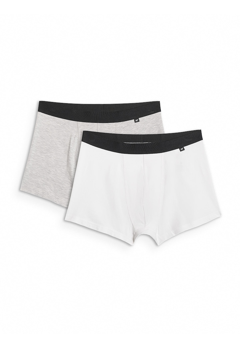 Set 2 perechi de boxeri bumbac/elastan - talie elastica - gri/alb