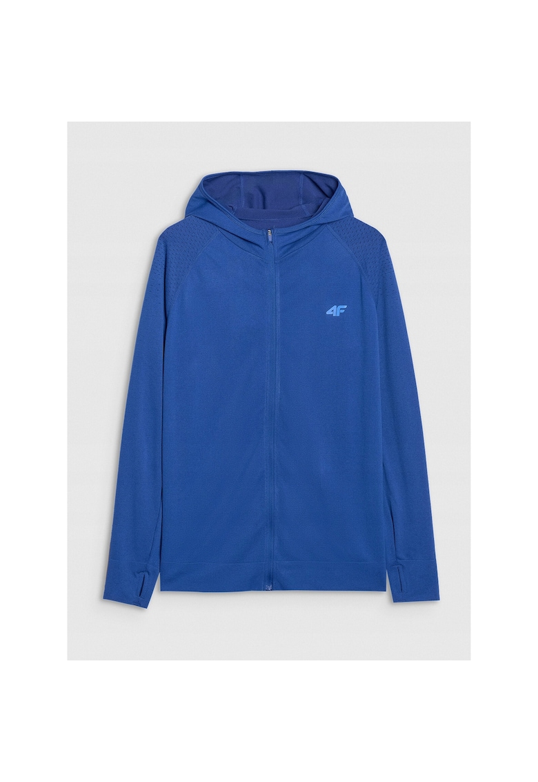 Hanorac Running Trail pentru Barbati Fermoar si Gluga - Tehnologie 4FDry - Material Sintetic - Slim Fit - Reflectie - Negru - SS25