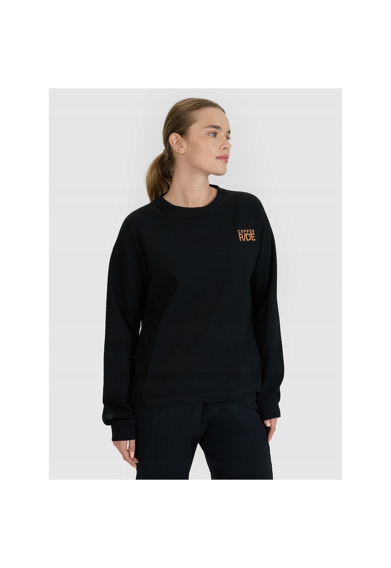 Bluza sport dama maneca lunga - negru - bumbac/poliester