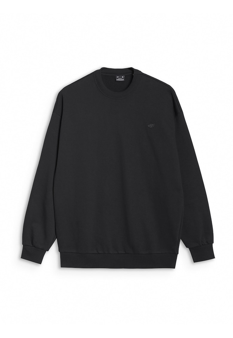 Hanorac unisex oversize - bumbac/poliester - negru - fara fermoar - fara gluga