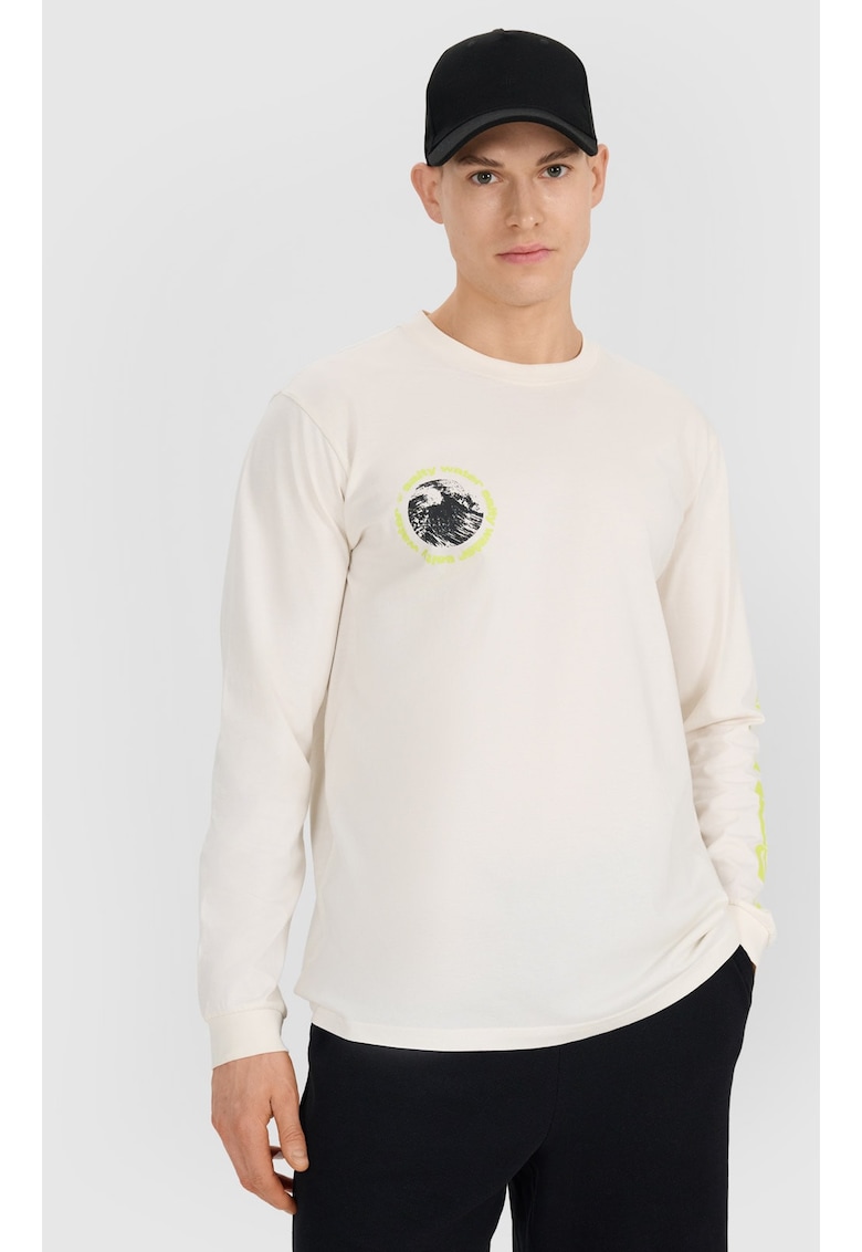 Tricou Barbati SPORTSTYLE Alb Ecru - Maneci Lungi - 100% Bumbac - Sezon SS25 - S-XXL