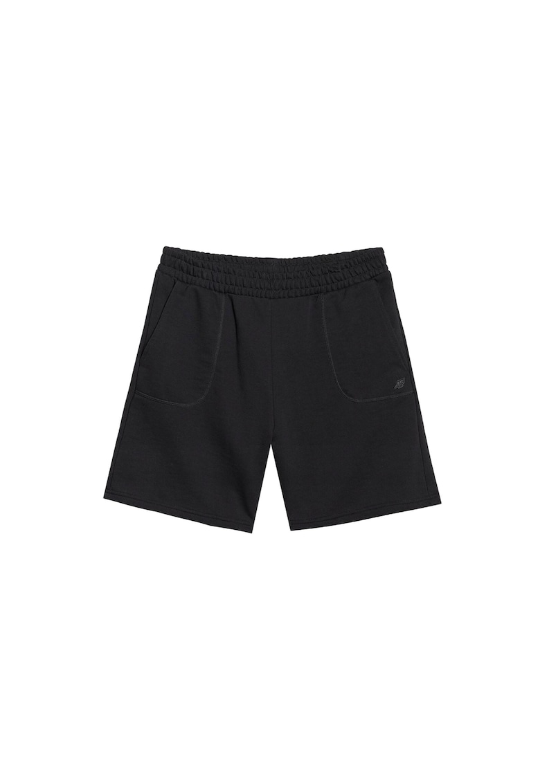 Pantaloni scurti de trening unisex negri - din bumbac si poliester - fara captuseala