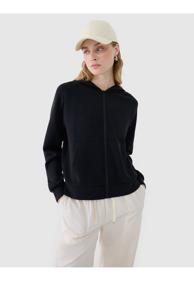 Hanorac dama fermoar - modal/poliester - negru