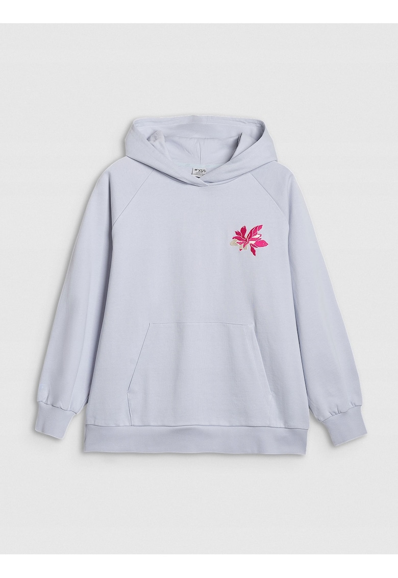 Hanorac oversized - albastru - bumbac - gluga - fara fermoar