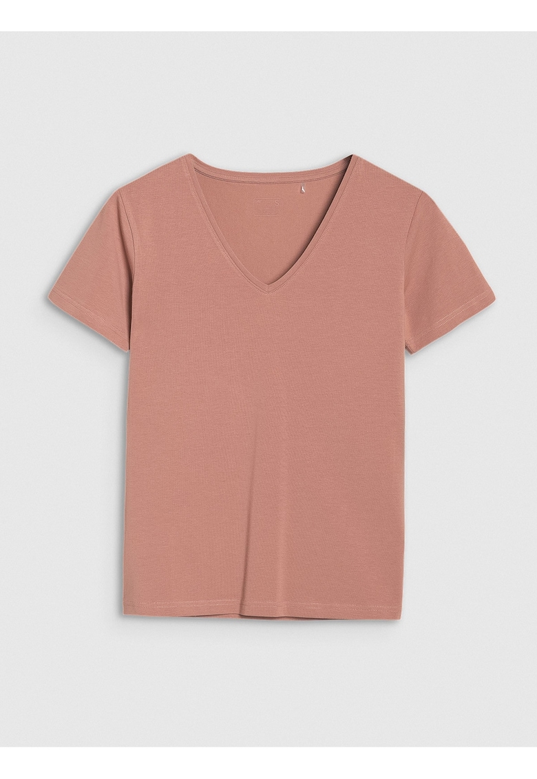 Tricou dama Slim Fit - bumbac & elastan - casual/sport - maro deschis -