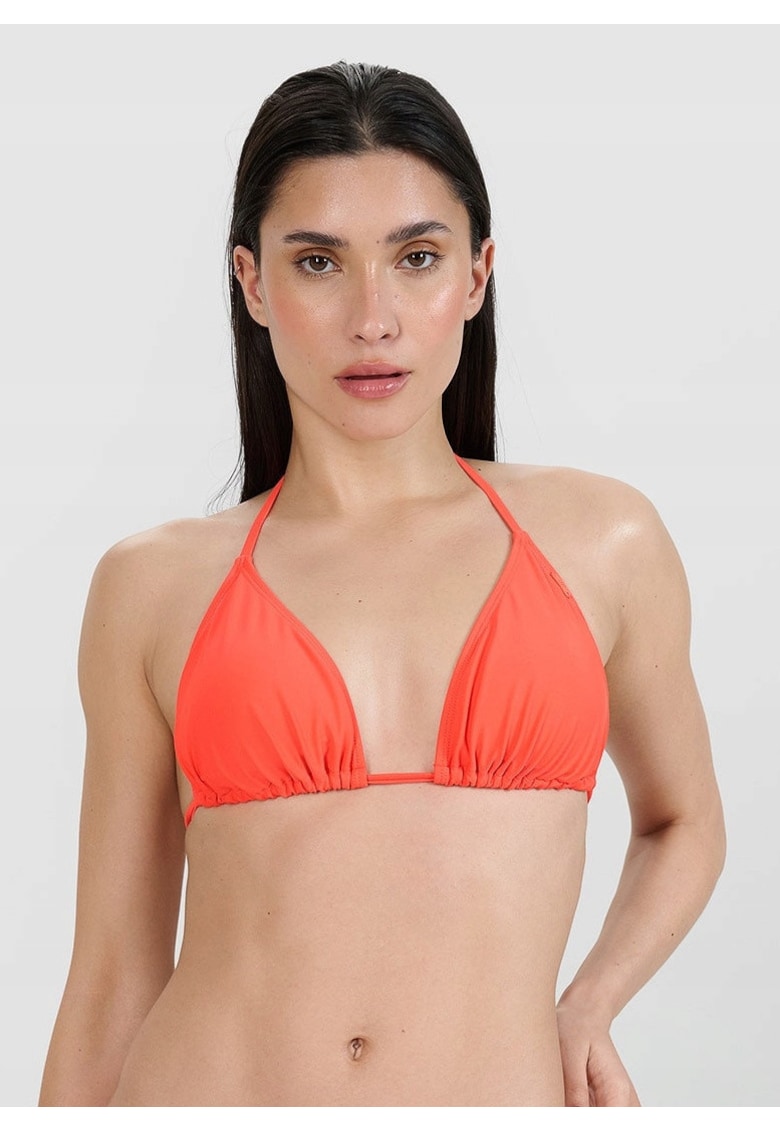 Top bikini portocaliu - cupe triunghiulare - material elastic - detasabile