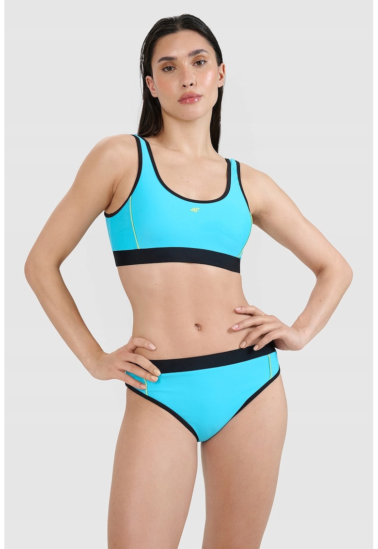 Top de bikini albastru - material sintetic - cupe detasabile - pentru femei