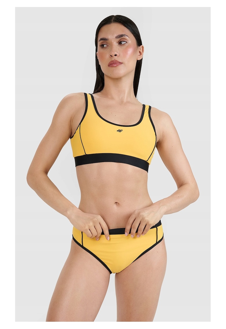 Costum de baie dama - bikini top - galben - material flexibil si durabil - cupe detasabile -