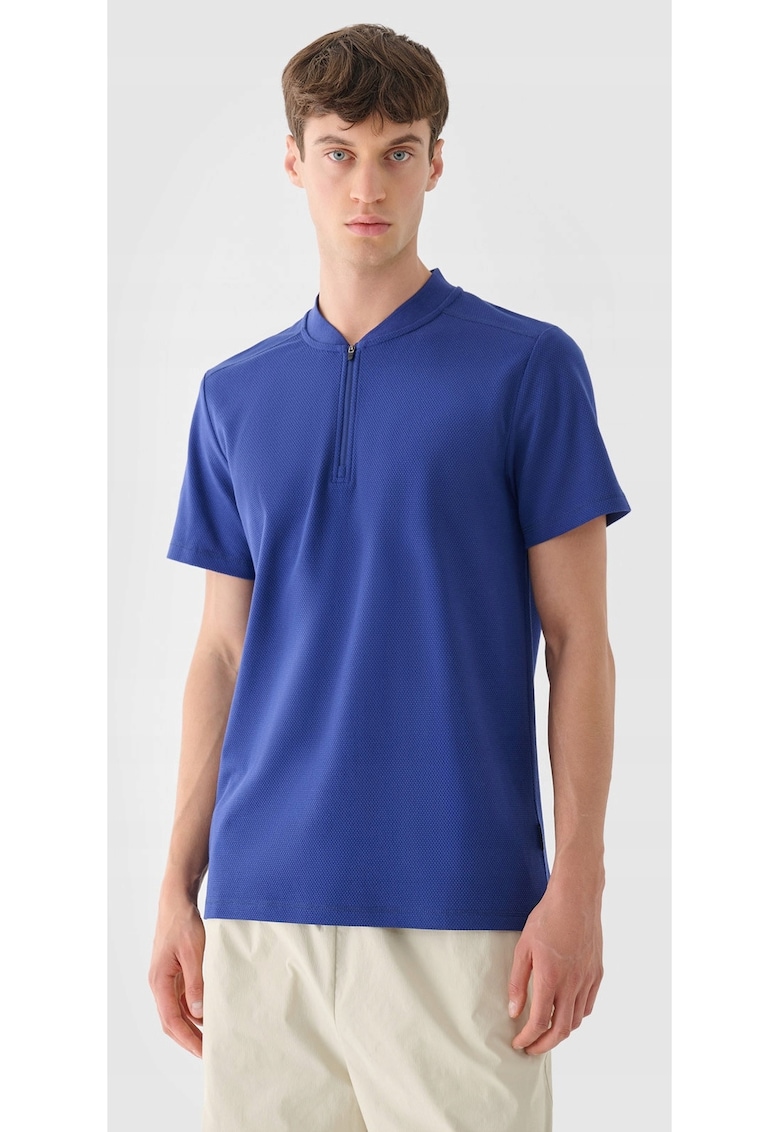 Tricou polo barbat bleumarin - bumbac si poliester - croiala normala - guler cu fermoar
