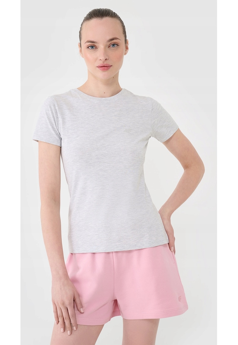 Tricou Slim Femei Gri - Bumbac Elastic - Casual/Sport -