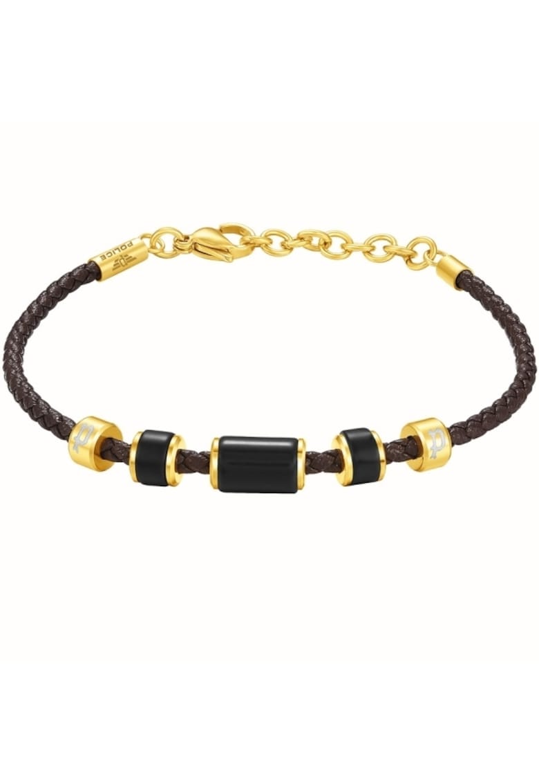 Bratara din piele cu onix PEAGB0032202 - Auriu - Maro