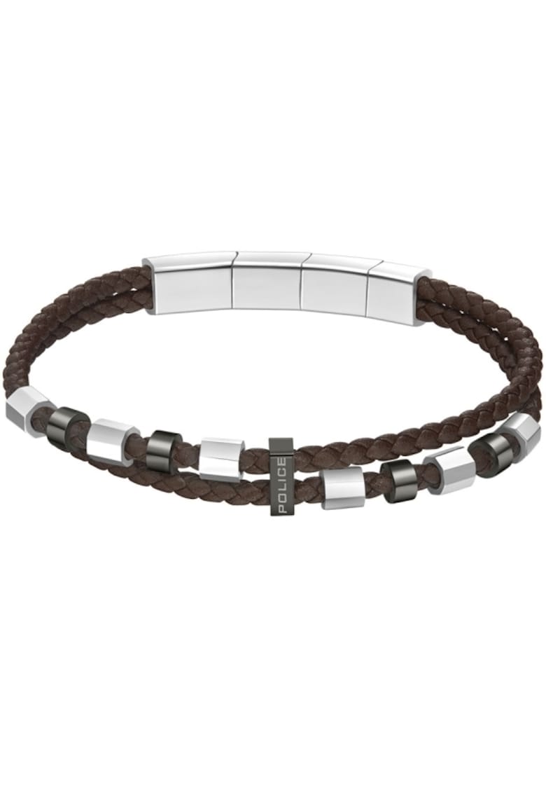 Bratara Freeway dubla din piele PEAGB0035604 - Argintiu - Maro - Maro/Argintiu