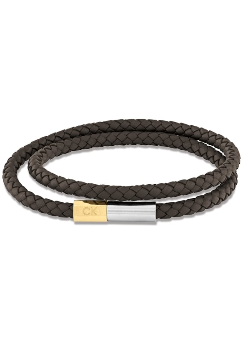 Bratara dubla piele 35100044 - Argintiu - Auriu - Maro
