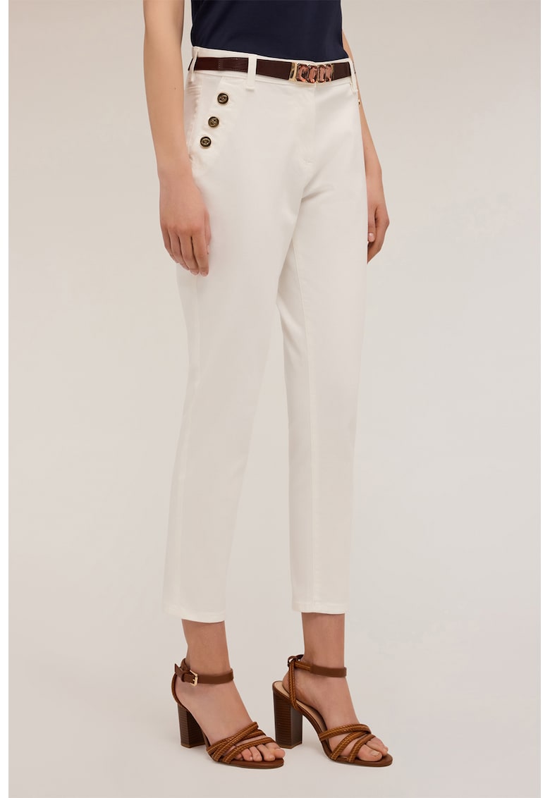Pantaloni crop cu buzunare cu fermoar