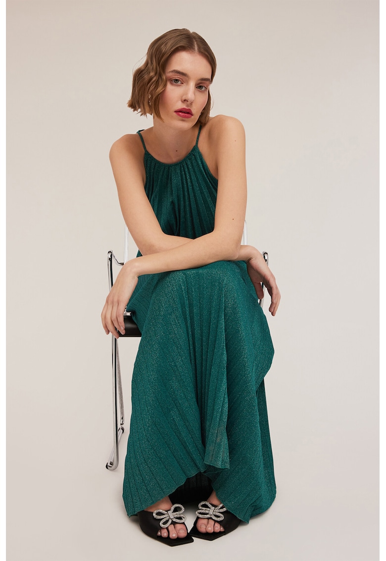 Rochie stralucitoare dreapta cu pliuri