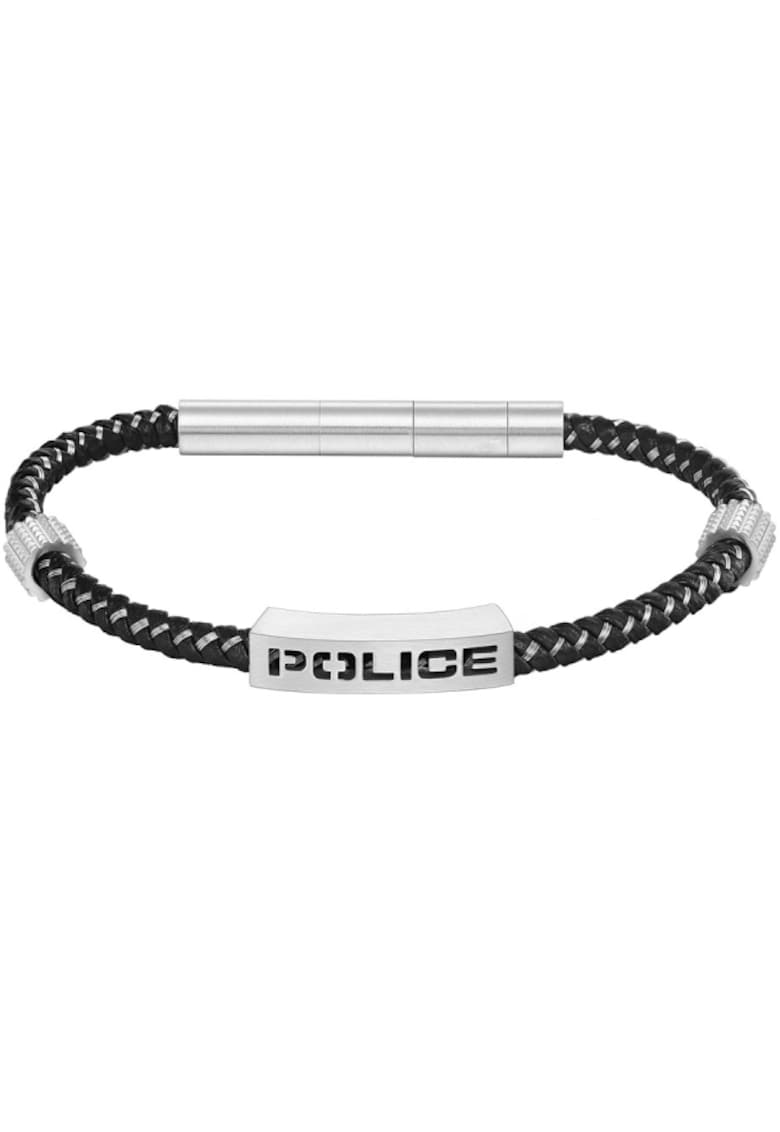 Bratara Assault din piele Argintiu - Negru/Argintiu