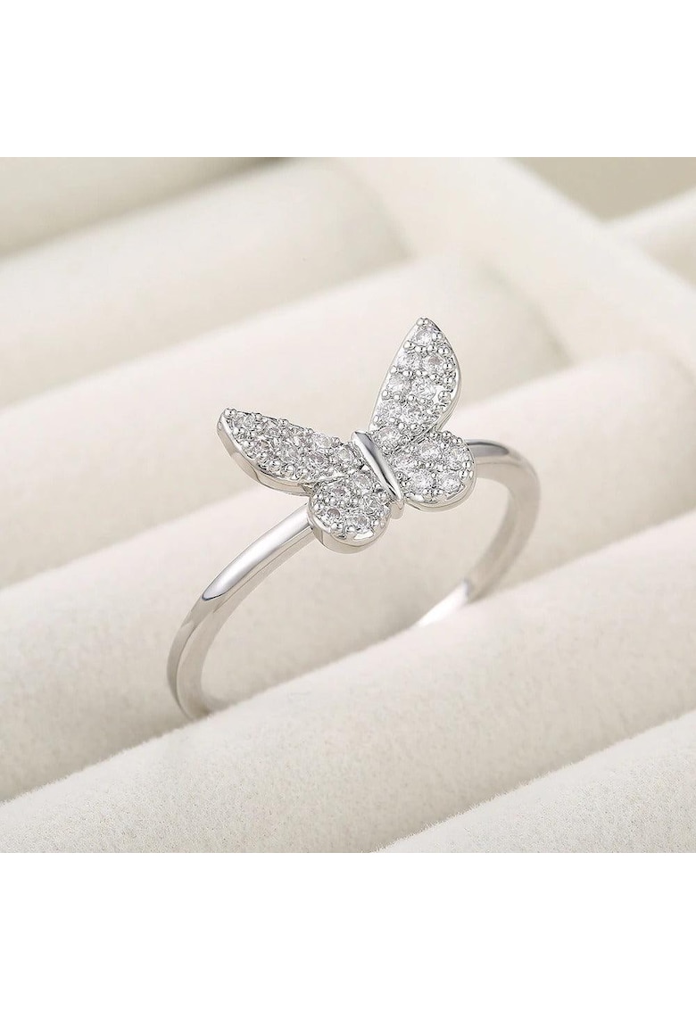 Inel argintiu - forma de fluture - cu pietre din zirconiu - Jannec C23 - 6 (circumferinta: 51.9 mm)