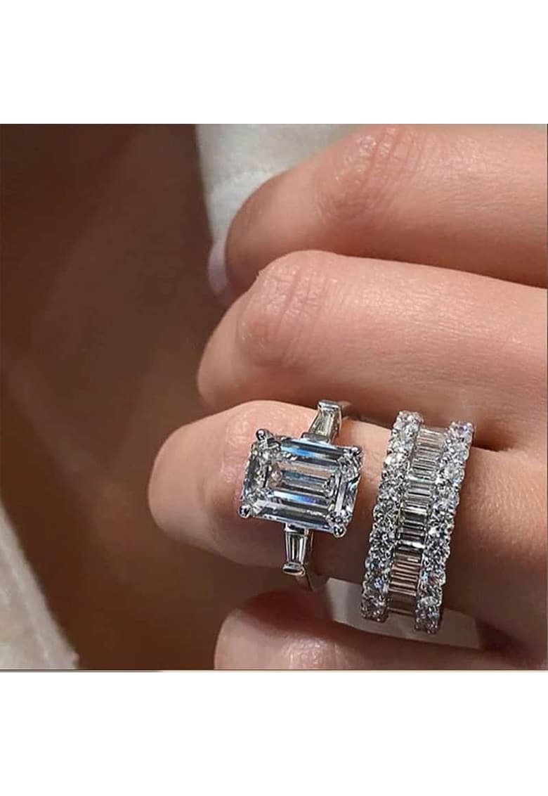 Set 2 Inele argintii - cu pietre din zirconiu - Minessa C24 - 8 (circumferinta: 57 mm)