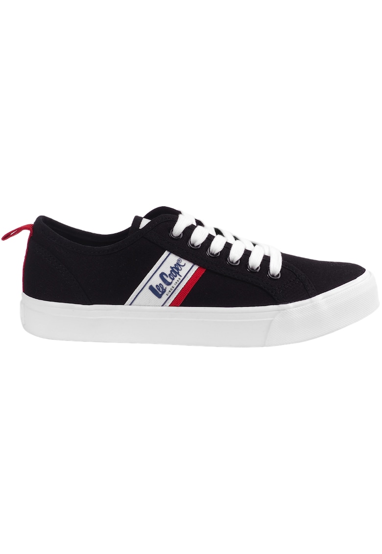 Pantofi sport dama Lee Cooper - negri - material textil - profil scazut - siret clasic