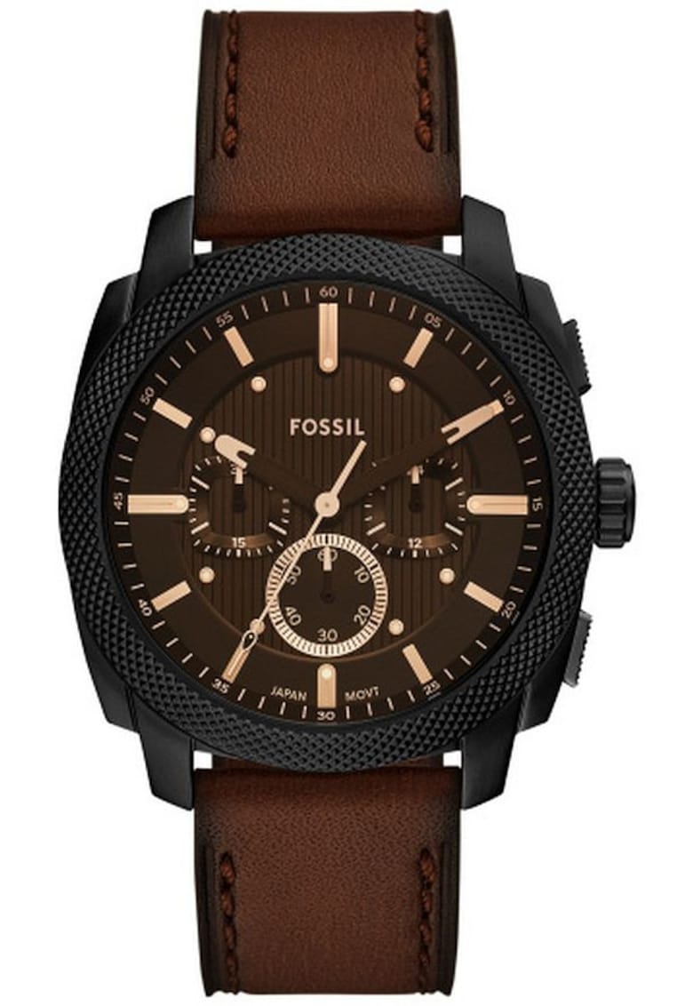 Ceas Machine elegant maro negru 44mm piele naturala