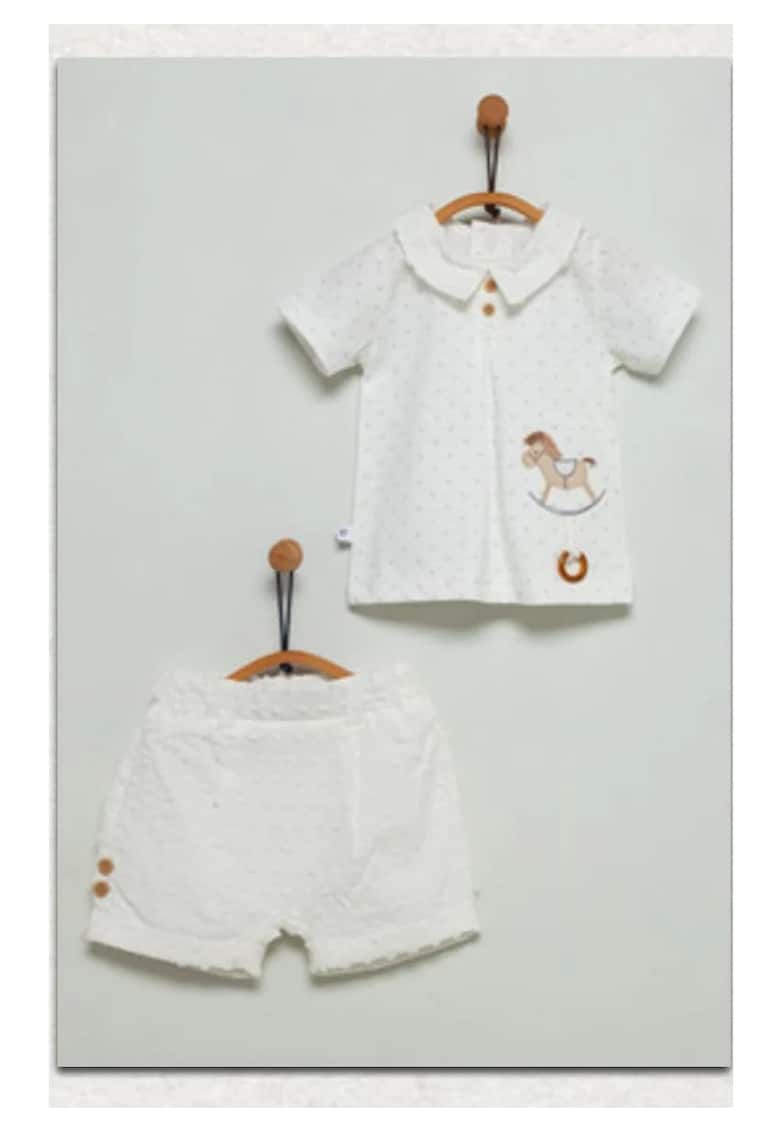Compleu de vara bebe - Calut - 2 piese - crem - TKE6054 - 74 cm - Crem
