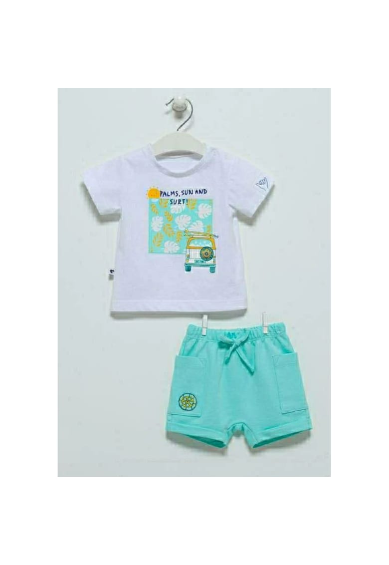 Compleu tricou cu pantaloni scurti -  baieti - bumbac - alb - Compleu tricou cu pantaloni scurti -  baieti - bumbac - alb -