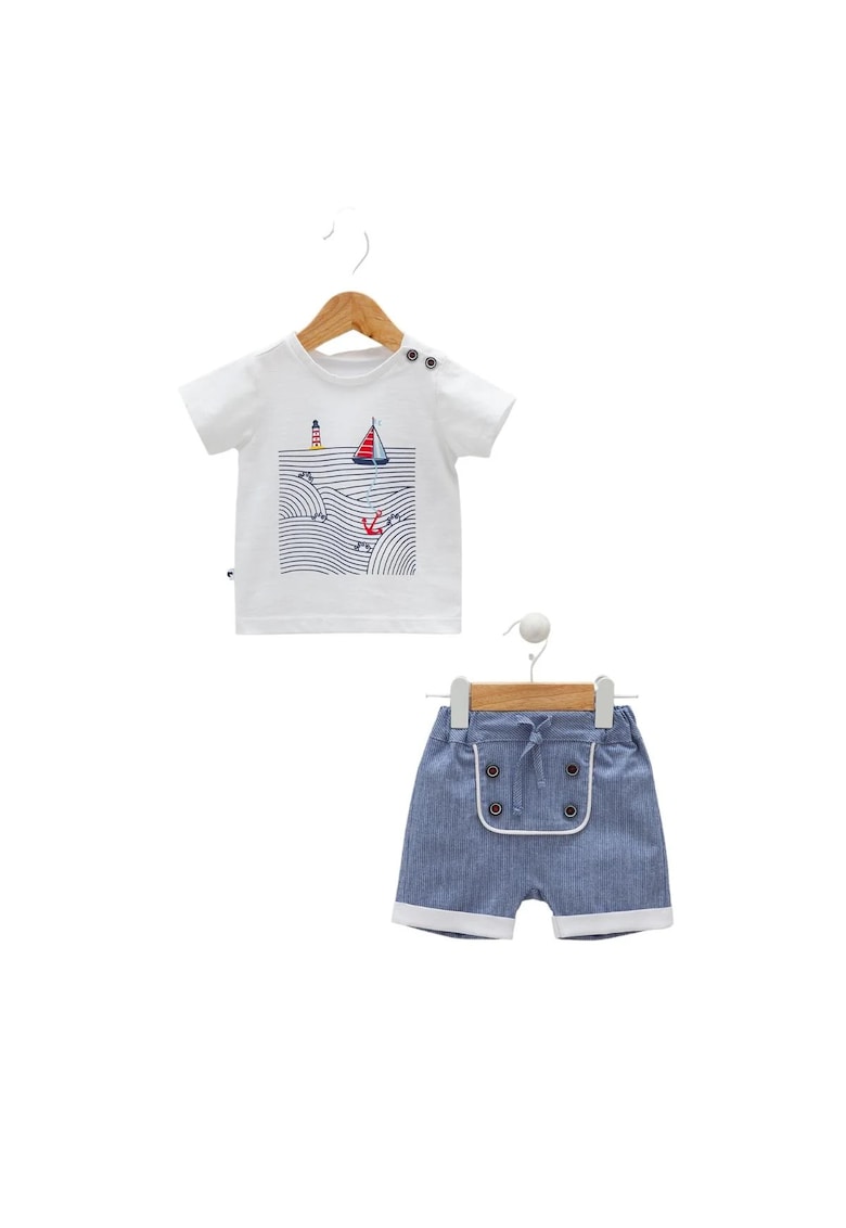 Compleu de vara - bebelusi -  2 piese - tke8069 - 68 cm - Albastru Compleu de vara - bebelusi -  2 piese - tke8069 - 68 cm - Albastru