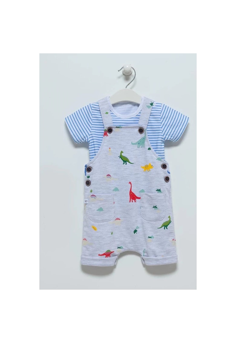 Salopeta copii -  gri - 74 cm - cu tricou asortat