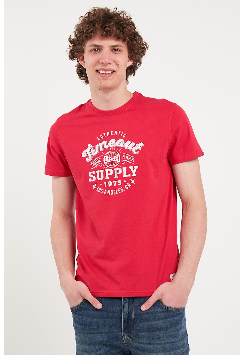 Tricou cu decolteu la baza gatului si logo Tricou cu decolteu la baza gatului si logo