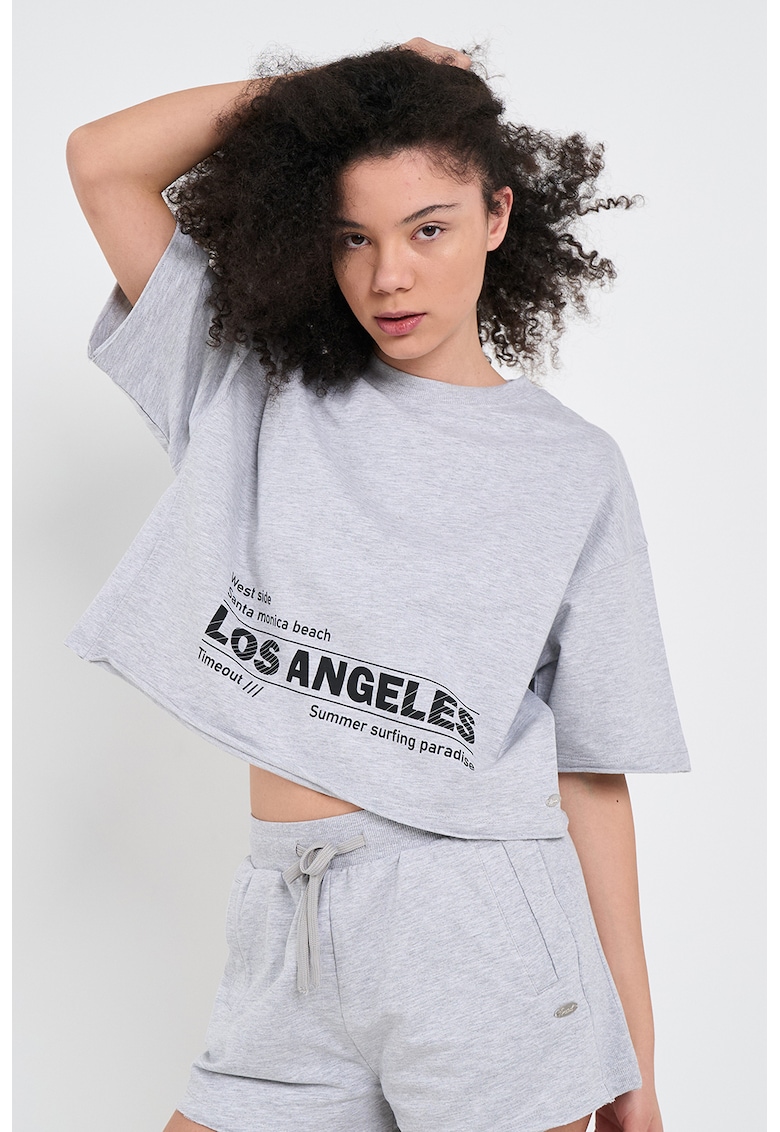 Tricou lejer cu imprimeu text