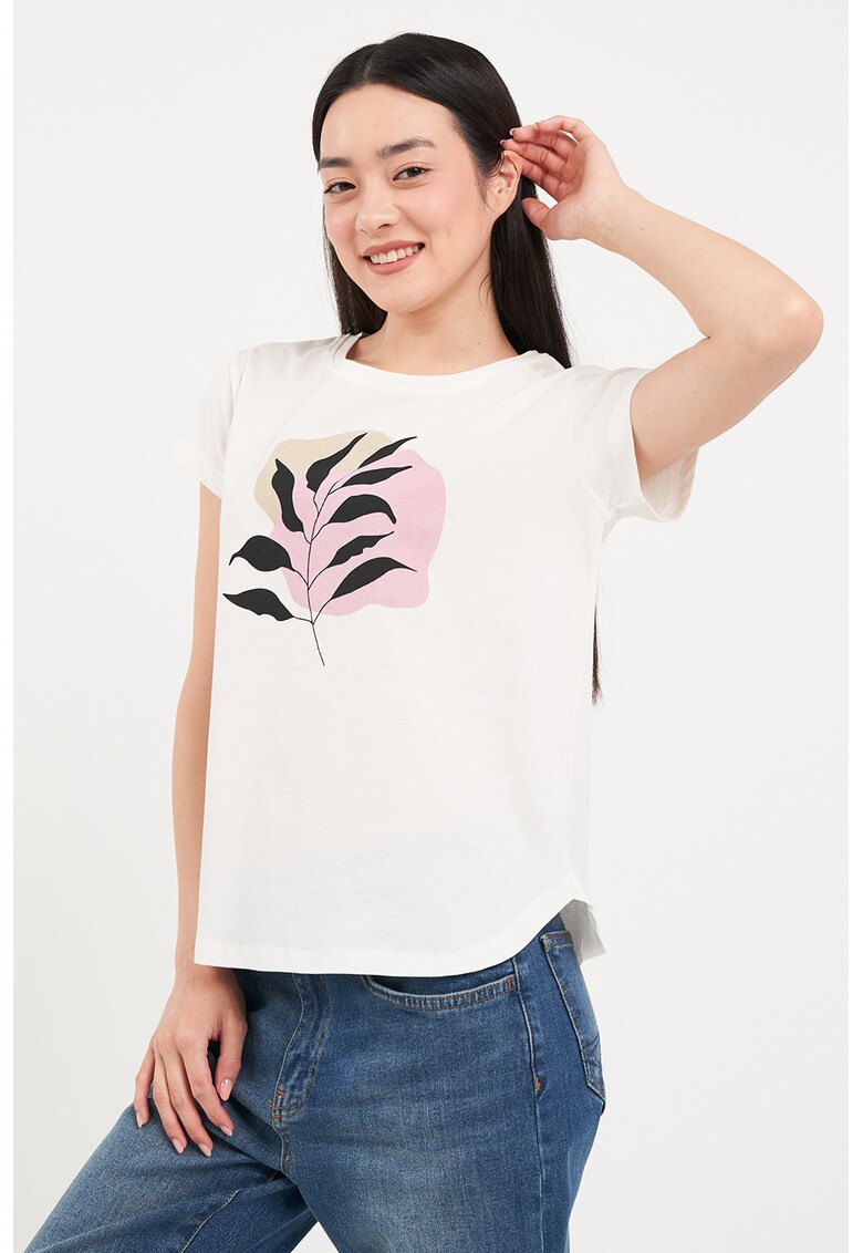 Tricou de bumbac cu decolteu la baza gatului