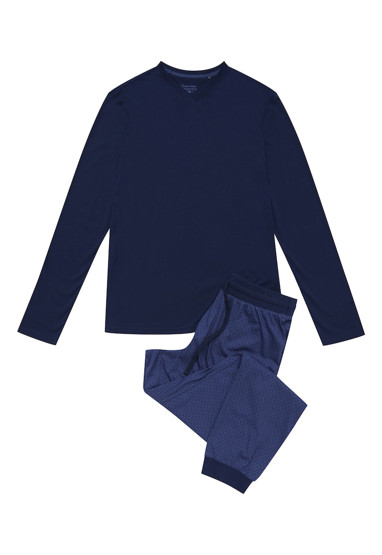 Pijama barbati bumbac - albastru -