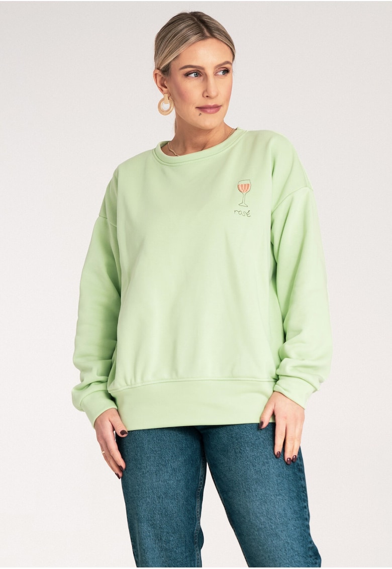 Bluza de trening dama verde - broderie - bumbac/poliester -