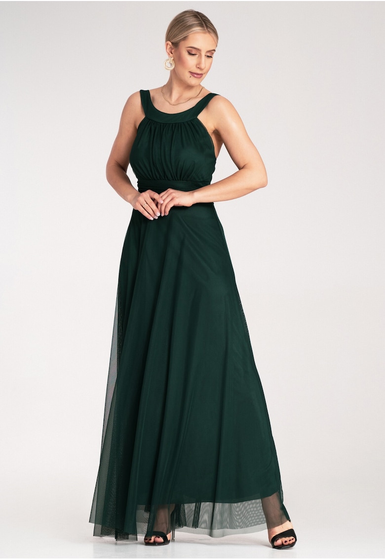 Rochie de seara maxi - verde - poliester -