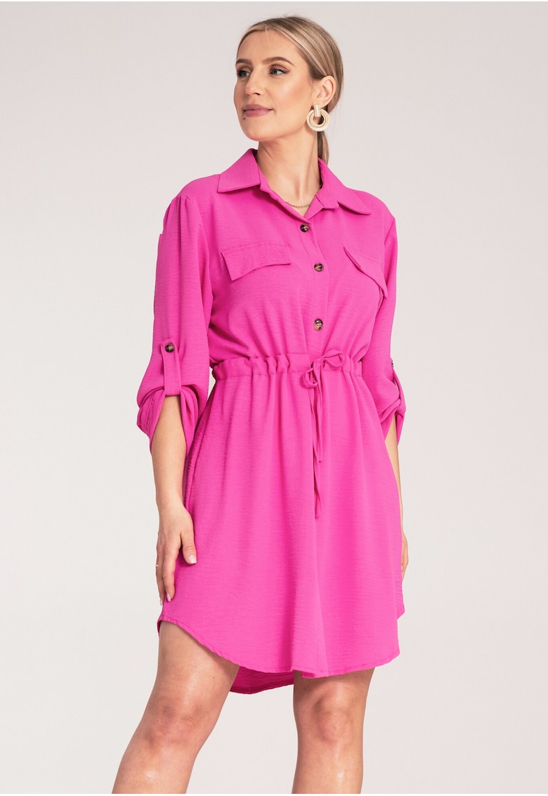 Rochie camasa dama - fucsia - poliester -