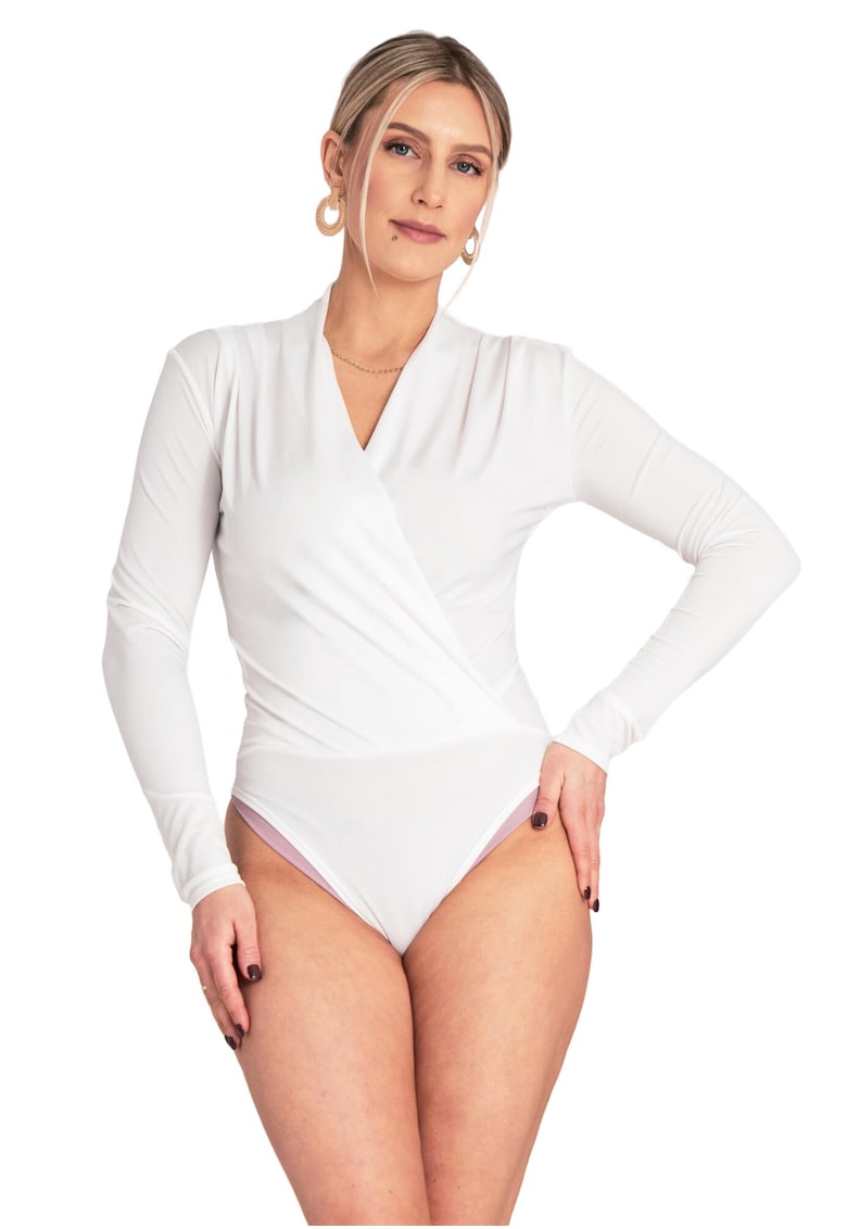 Bluza de tip Body dama alb - elegant - material elastic - poliester -