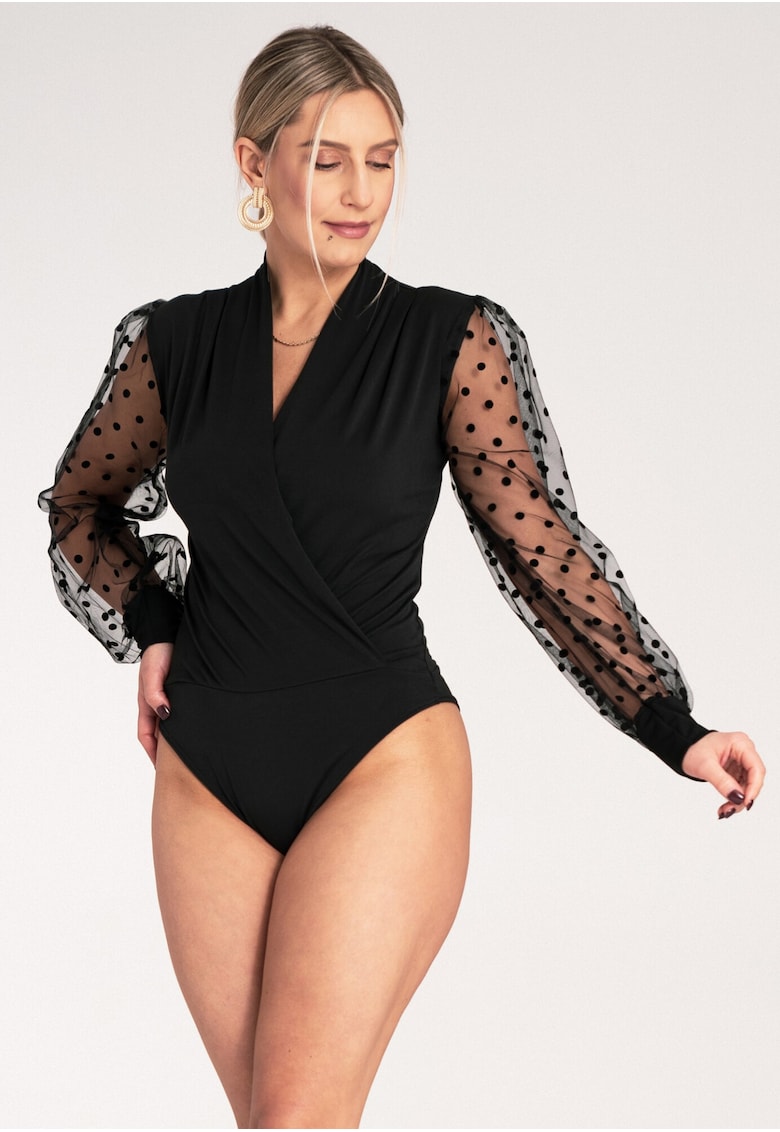 Body elegant dama - Poliester/Elastan - Negru -
