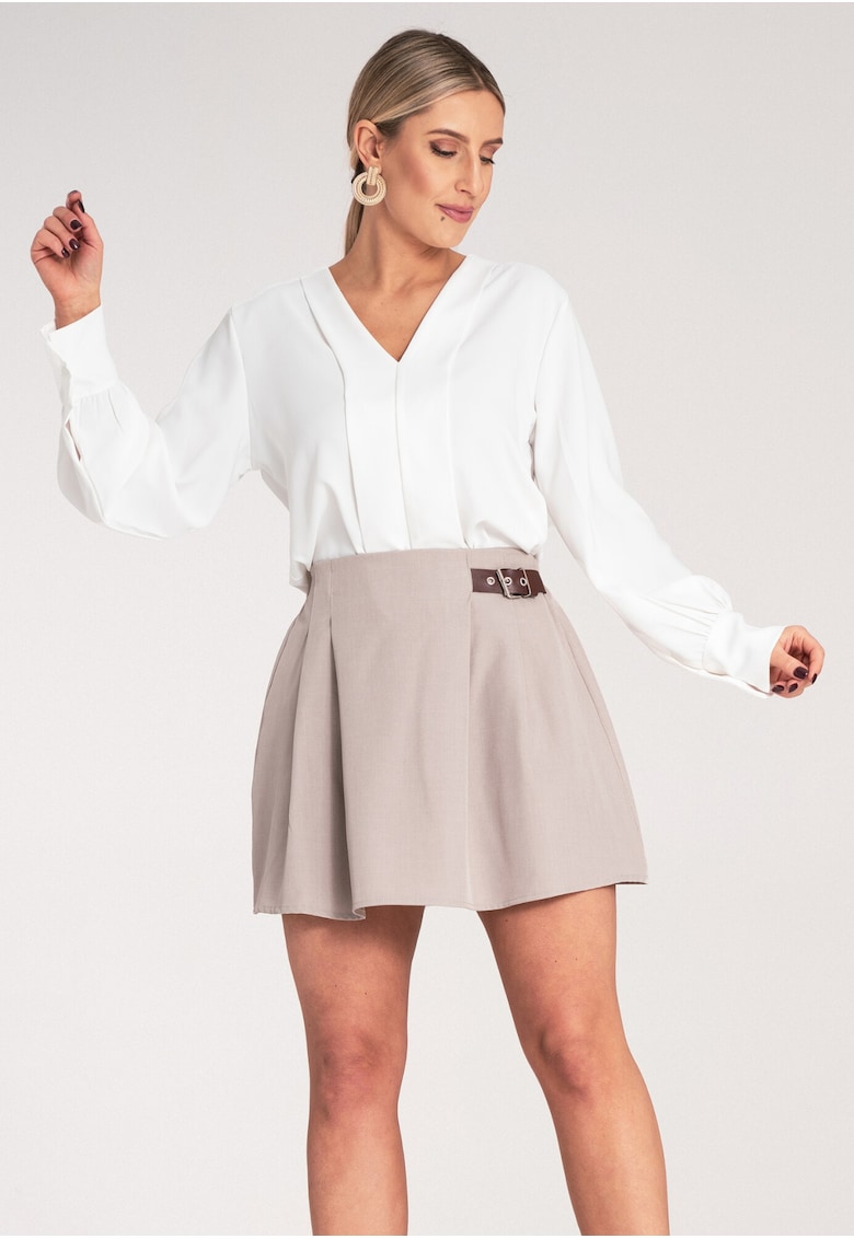 Fusta scurta - eleganta - bej - poliester -