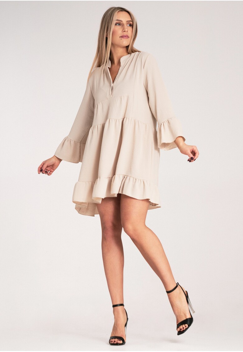 Rochie boho volane - bej - poliester -